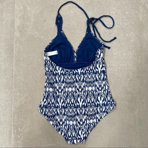 Playa Swim One Piece Blue & White Ikkat Size M - Picture 2 of 8